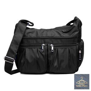 Lightweight Waterproof Nylon Crossbody Bag with Multiple Pockets for Women